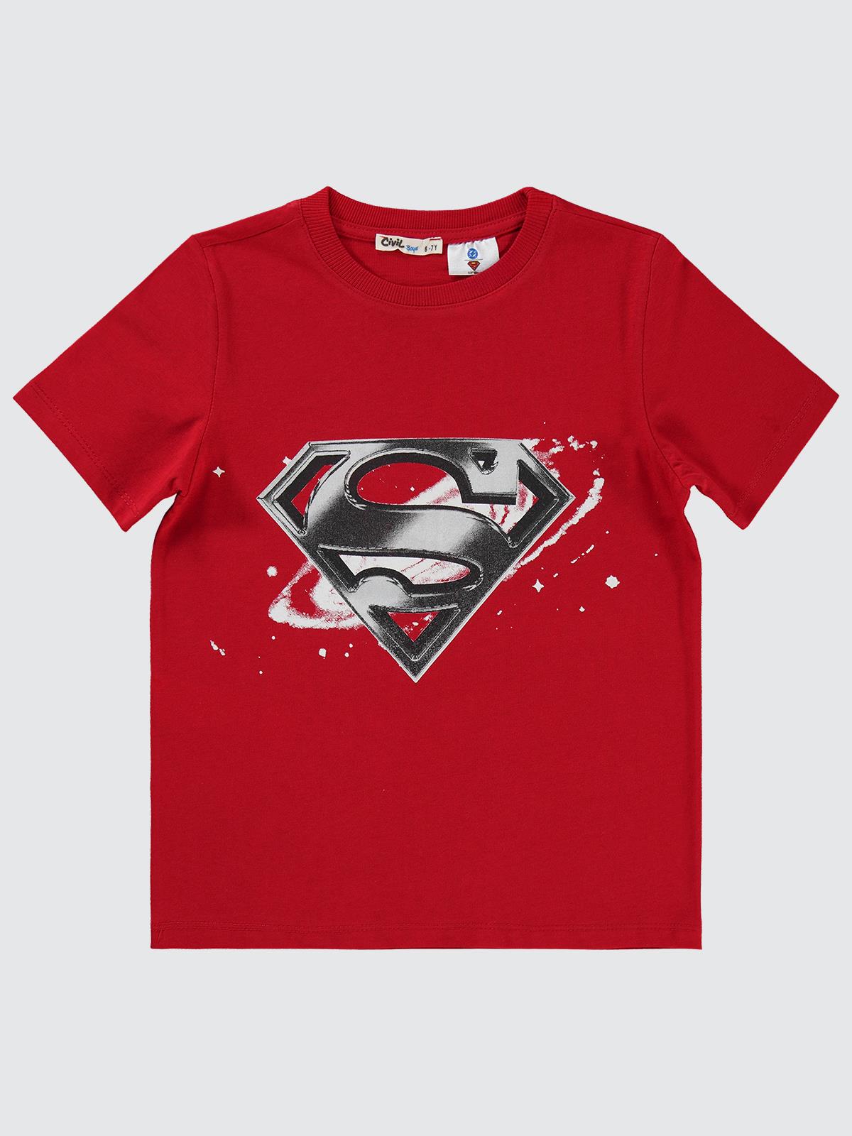 Superman Logolu 6-9 Yaş Tişört - Kırmızı