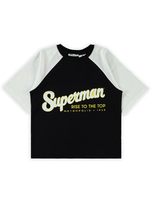 Süperman Baskılı 10-13 Yaş Tişört - Siyah