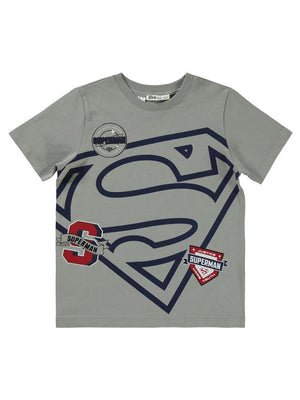 Süperman Logolu 10-13 Yaş Tişört - Gri