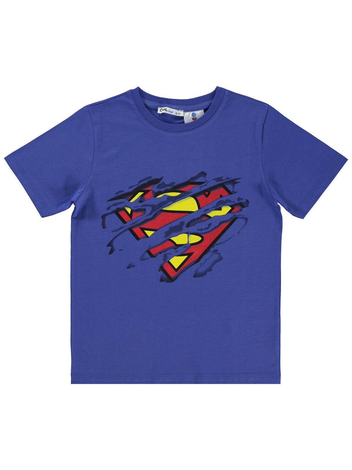 Süperman Logolu 10-13 Yaş Tişört - Mavi
