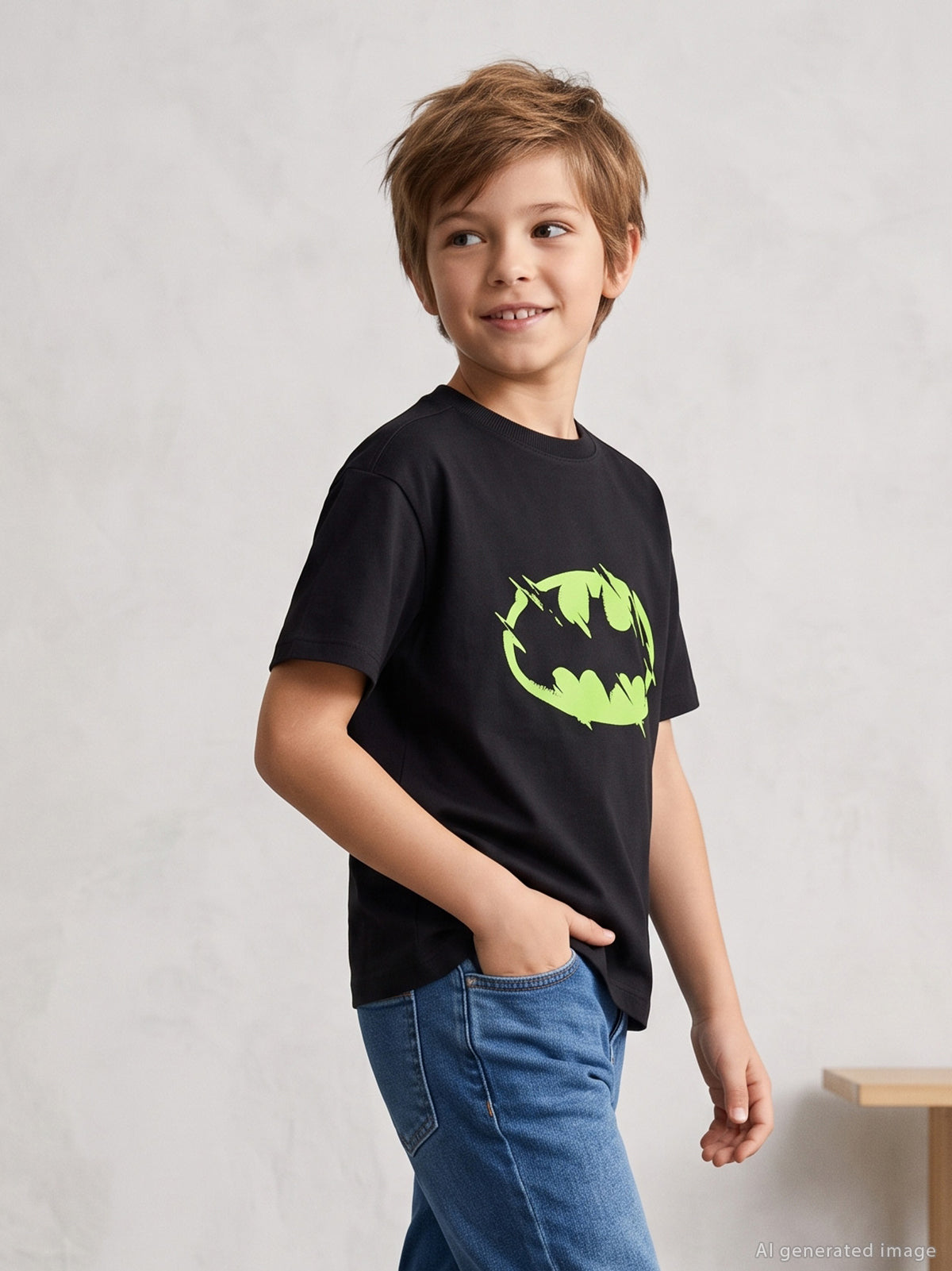 Batman Baskılı 6-9 Yaş Tişört - Siyah