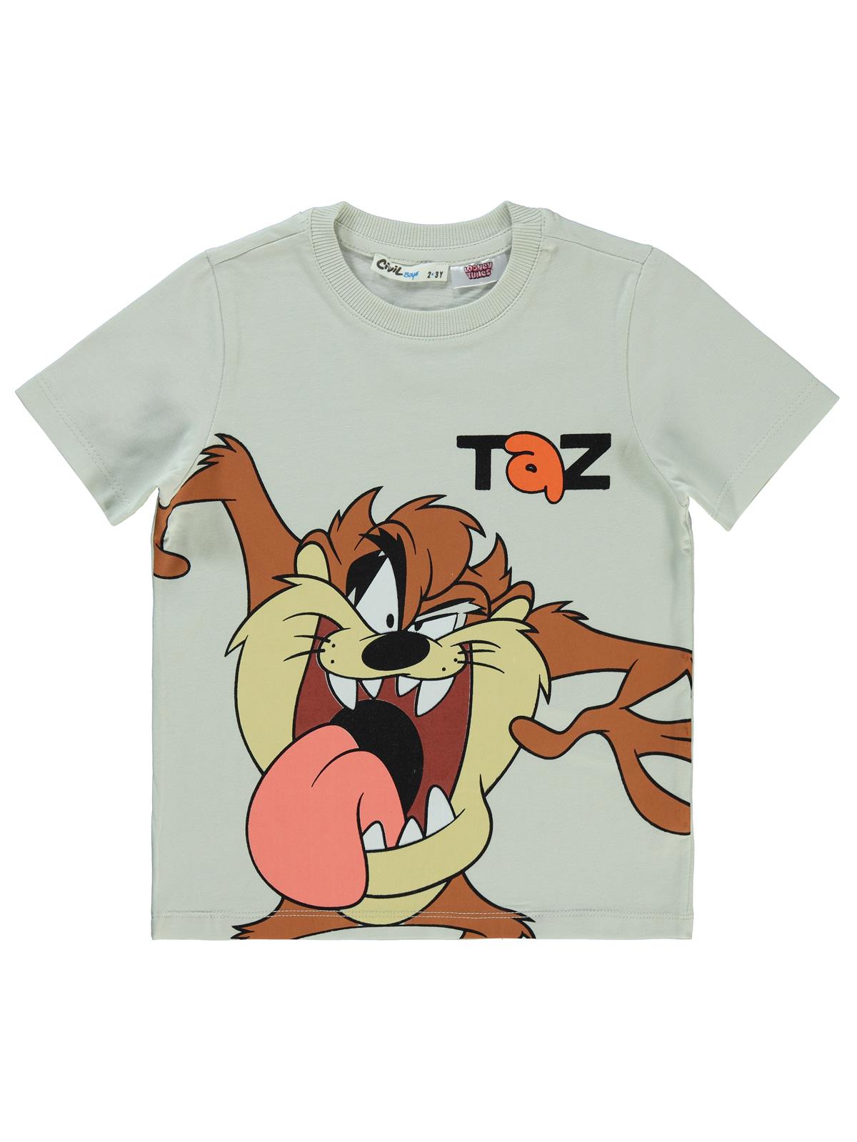 Tazmanya Taz Baskılı 2-5 Yaş Tişört - Gri