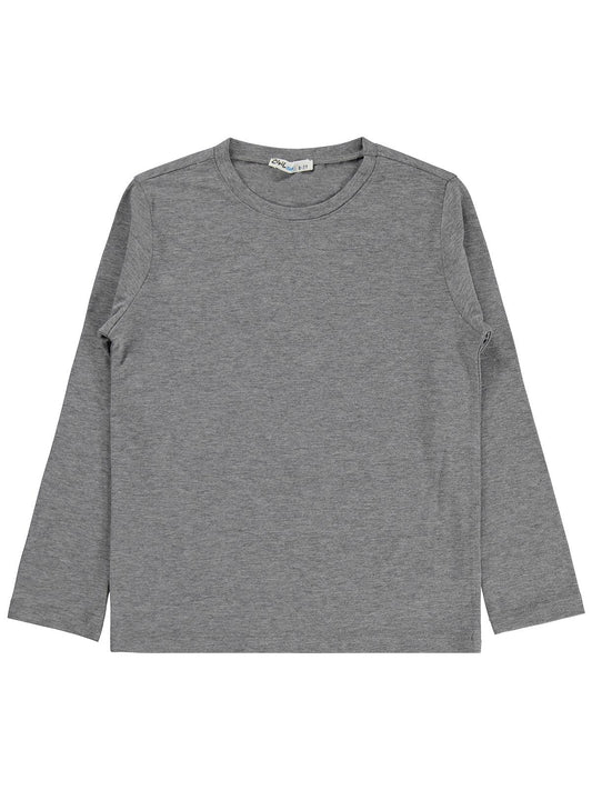 Civil Boys Erkek Çocuk Basic Sweatshirt | Likralı Süprem Uzun Kol | Okul Kreş ve Günlük Kullanım - Gri