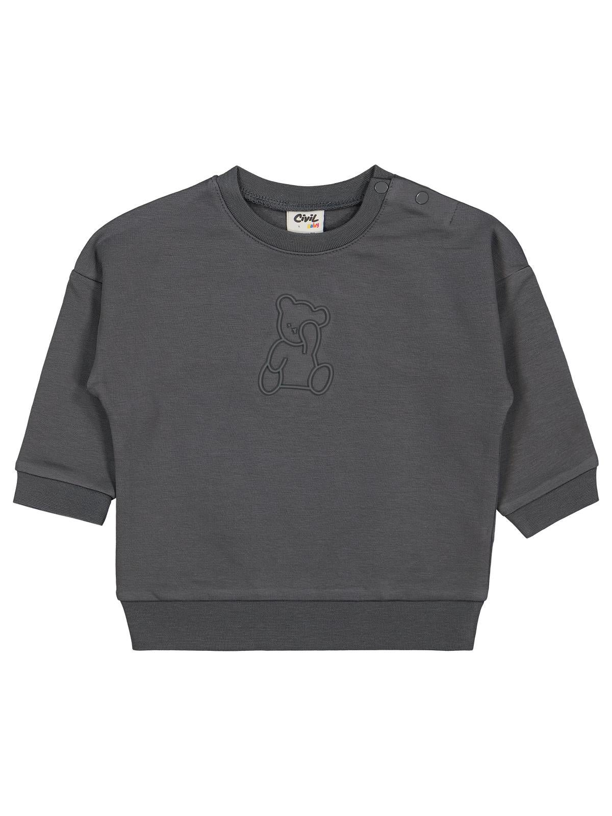 Civil Baby Teddy Baskılı 6-18 Ay Sweatshirt - Gri