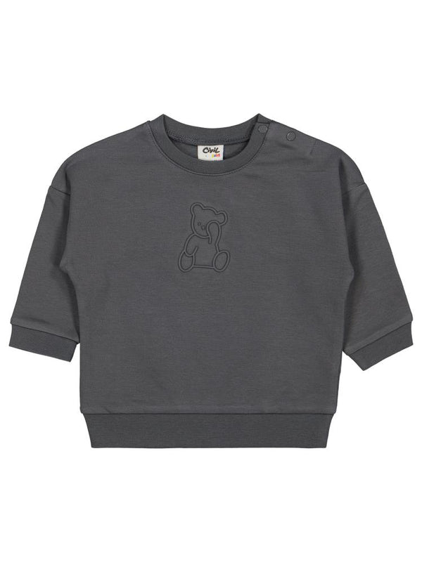 Civil Baby Teddy Baskılı 6-18 Ay Sweatshirt - Gri