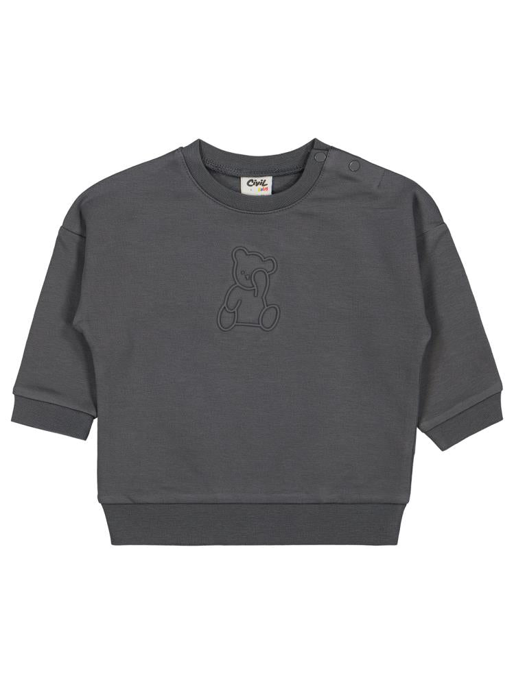 Civil Baby Teddy Baskılı 6-18 Ay Sweatshirt - Gri