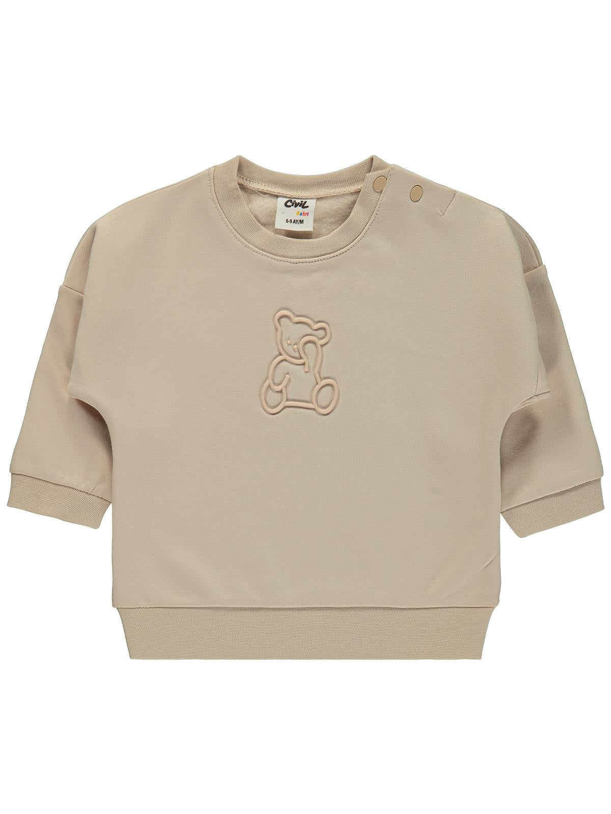 Civil Baby Teddy Baskılı 6-18 Ay Sweatshirt - Bej