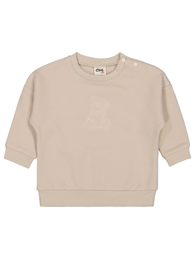 Civil Baby Teddy Baskılı 6-18 Ay Sweatshirt - Bej