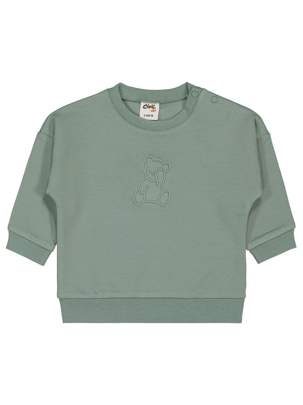 Civil Baby Teddy Baskılı 6-18 Ay Sweatshirt - Yeşil
