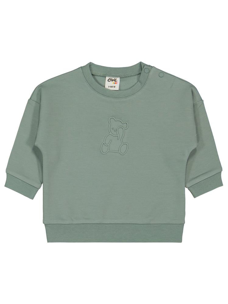 Civil Baby Teddy Baskılı 6-18 Ay Sweatshirt - Yeşil