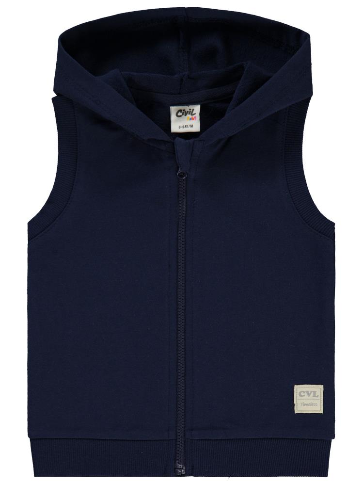 Civil Baby Civil Basic Timeless Kapüşonlu 6-18 Ay Yelek - Lacivert