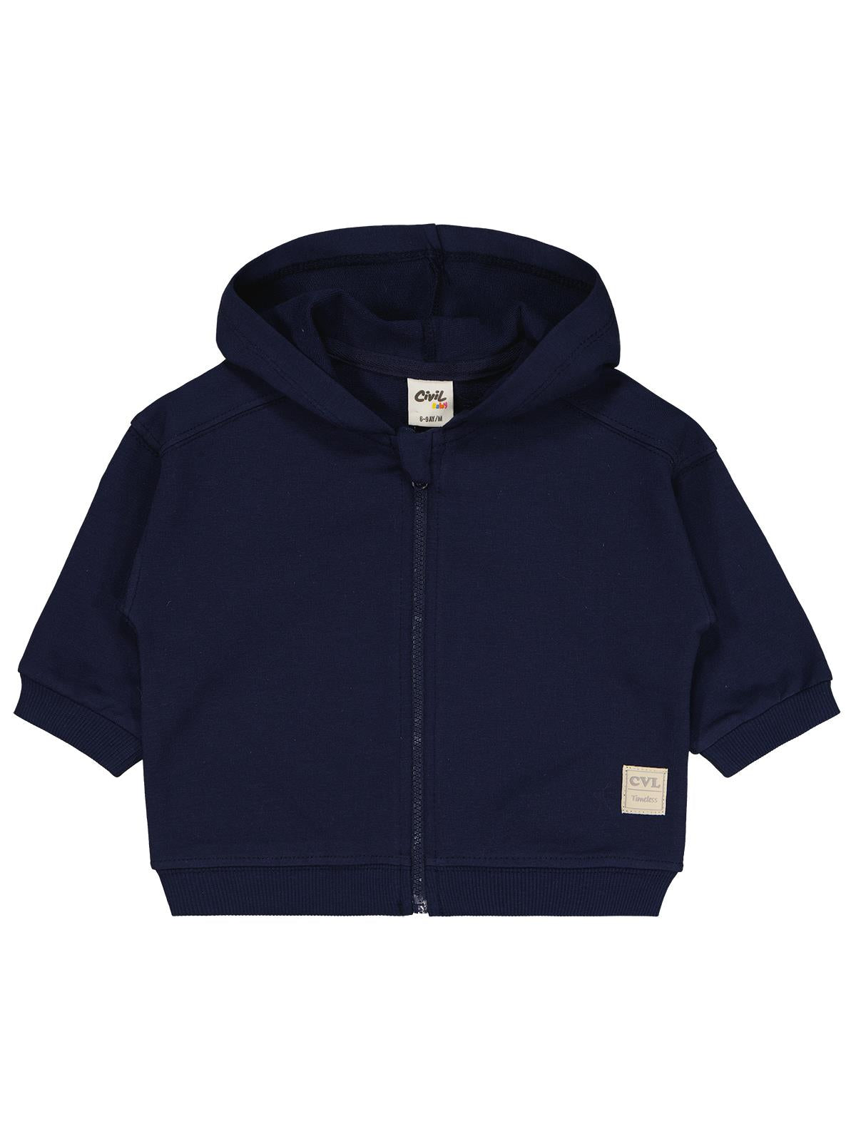 Civil Baby Civil Basic Timeless Kapüşonlu 6-18 Ay Hırka - Lacivert