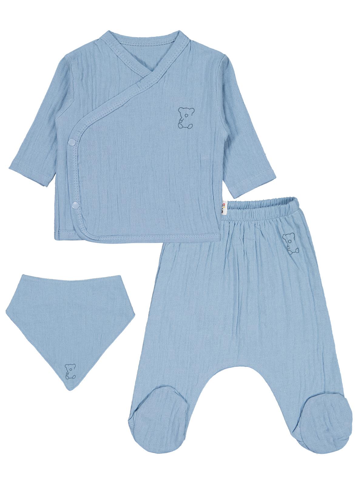 Civil Baby Ayıcık Baskılı Zıbın Takımları - Mavi