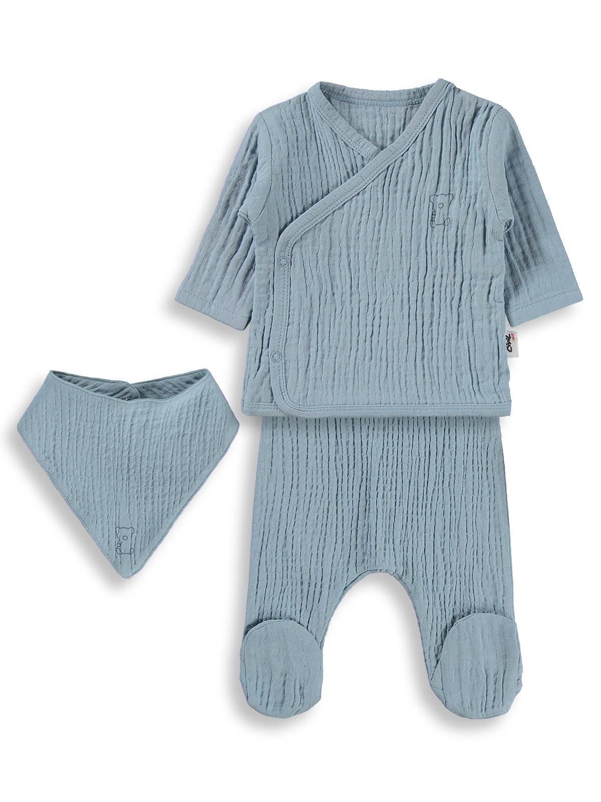 Civil Baby Ayıcık Baskılı Zıbın Takımları - Mavi