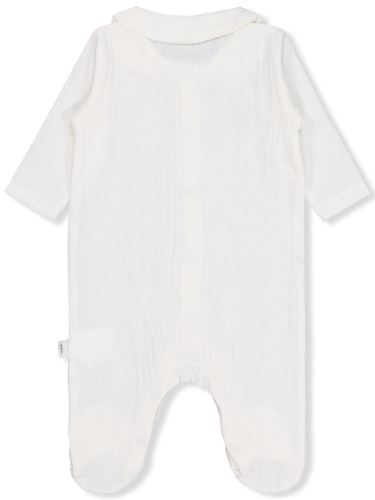 Civil Baby Yakalı Ayıcık Baskılı 1-9 Ay Tulum - Ekru