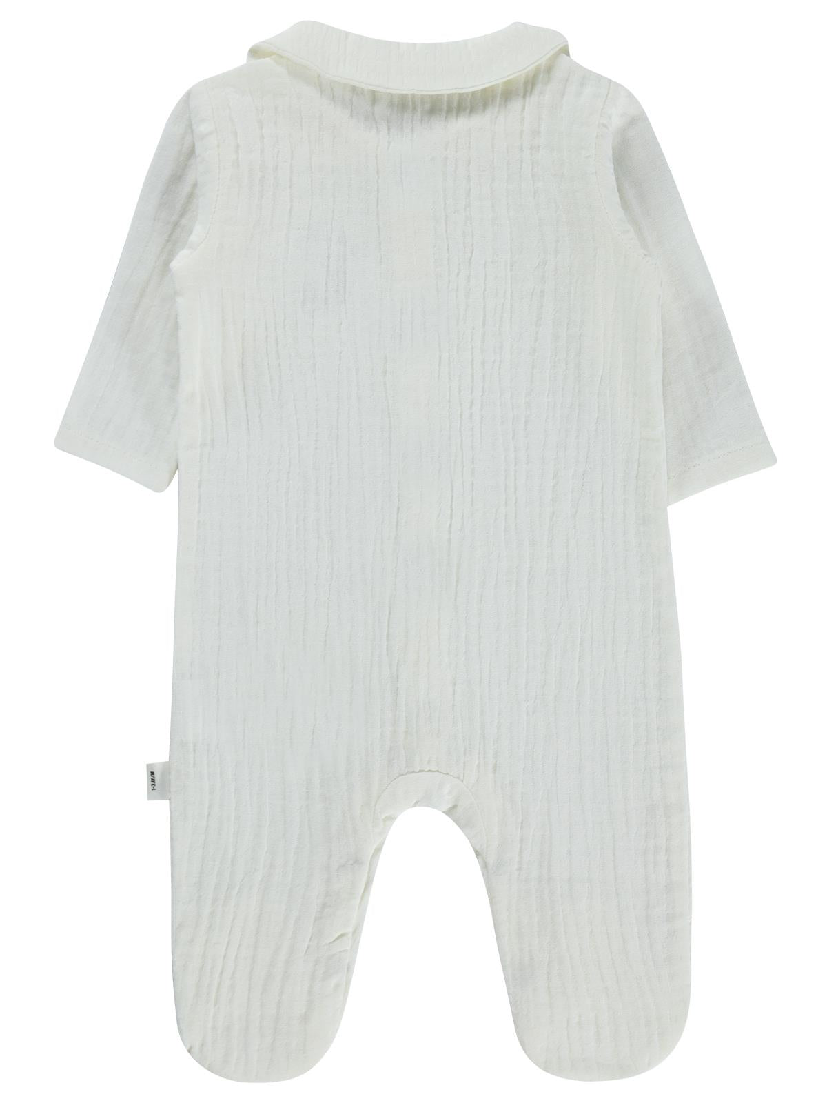 Civil Baby Yakalı Ayıcık Baskılı 1-9 Ay Tulum - Ekru