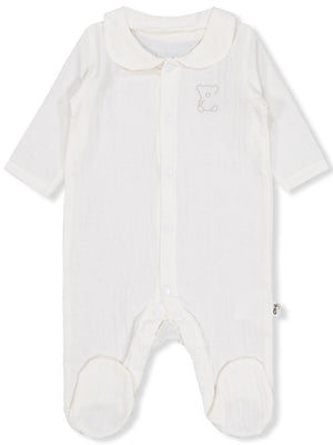 Civil Baby Yakalı Ayıcık Baskılı 1-9 Ay Tulum - Ekru