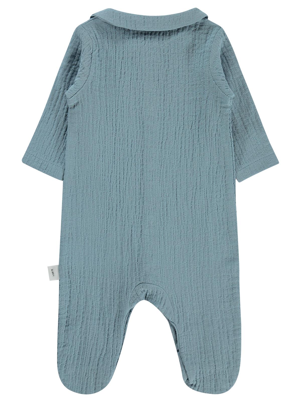 Civil Baby Yakalı Ayıcık Baskılı 1-9 Ay Tulum - Mavi
