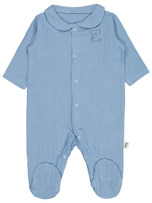 Civil Baby Yakalı Ayıcık Baskılı 1-9 Ay Tulum - Mavi