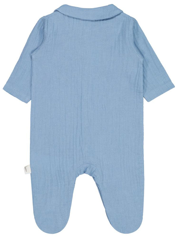 Civil Baby Yakalı Ayıcık Baskılı 1-9 Ay Tulum - Mavi