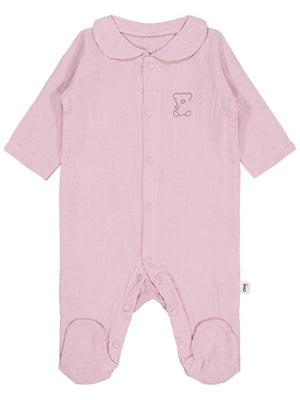 Civil Baby Yakalı Ayıcık Baskılı 1-9 Ay Tulum - Pembe