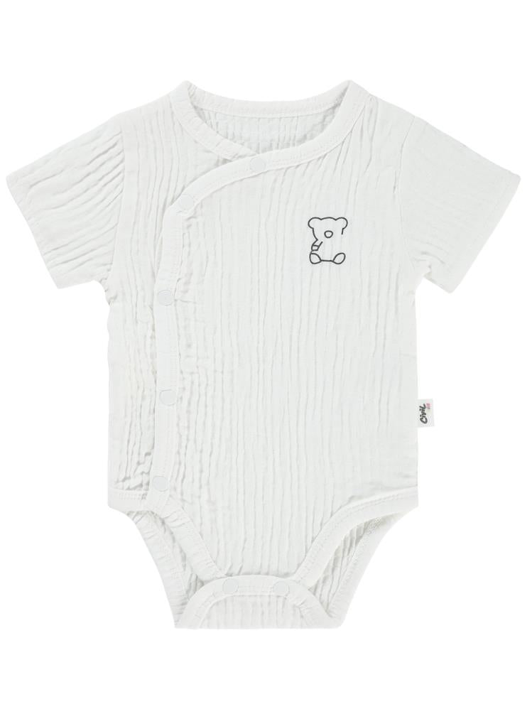 Civil Baby Ayıcık Baskılı 1-18 Ay Çıtçıtlı Badi - Ekru