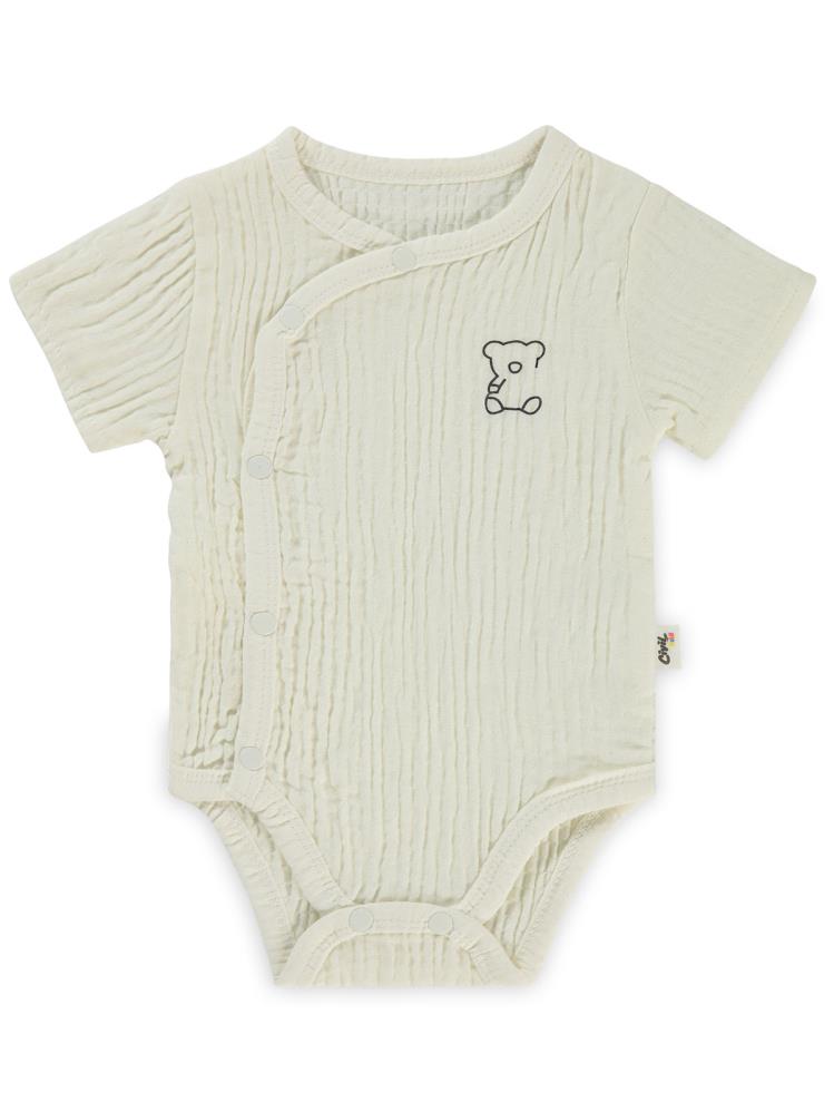 Civil Baby Ayıcık Baskılı 1-18 Ay Çıtçıtlı Badi - Ekru