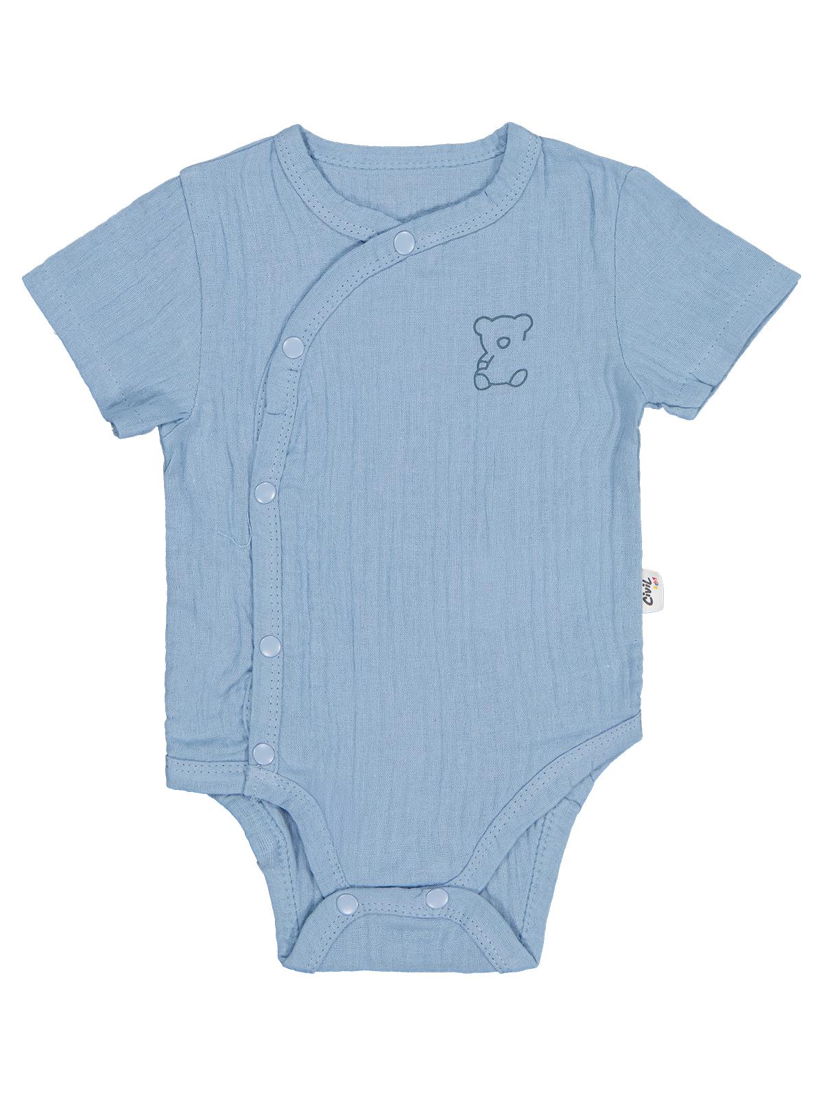 Civil Baby Ayıcık Baskılı 1-18 Ay Çıtçıtlı Badi - Mavi