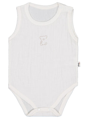 Civil Baby Ayıcık Baskılı 1-18 Ay Çıtçıtlı Badi - Ekru