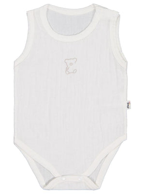 Civil Baby Ayıcık Baskılı 1-18 Ay Çıtçıtlı Badi - Ekru