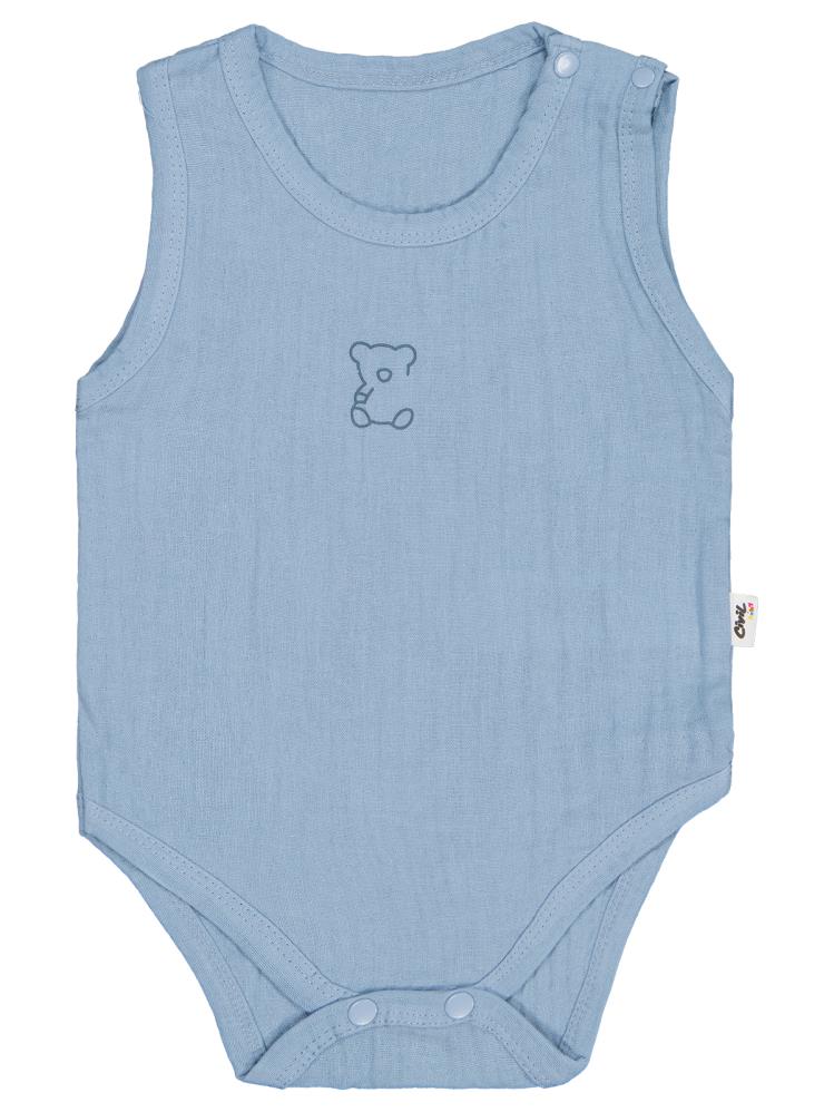 Civil Baby Ayıcık Baskılı 1-18 Ay Çıtçıtlı Badi - Mavi