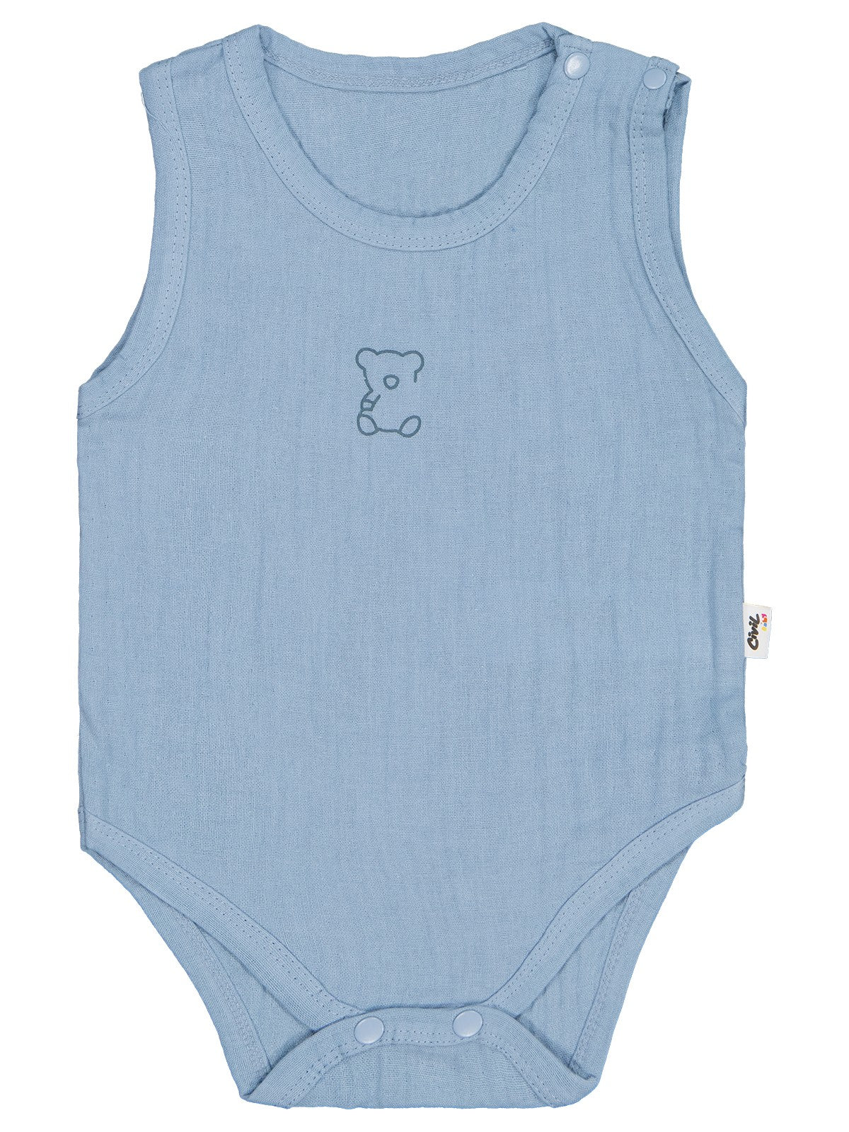 Civil Baby Ayıcık Baskılı 1-18 Ay Çıtçıtlı Badi - Mavi