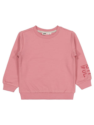 Civil Kız Çocuk Basic Sweatshirt | 2 İp Uzun Kol Bisiklet Yaka | Okul Kreş ve Günlük Kullanım - Pembe