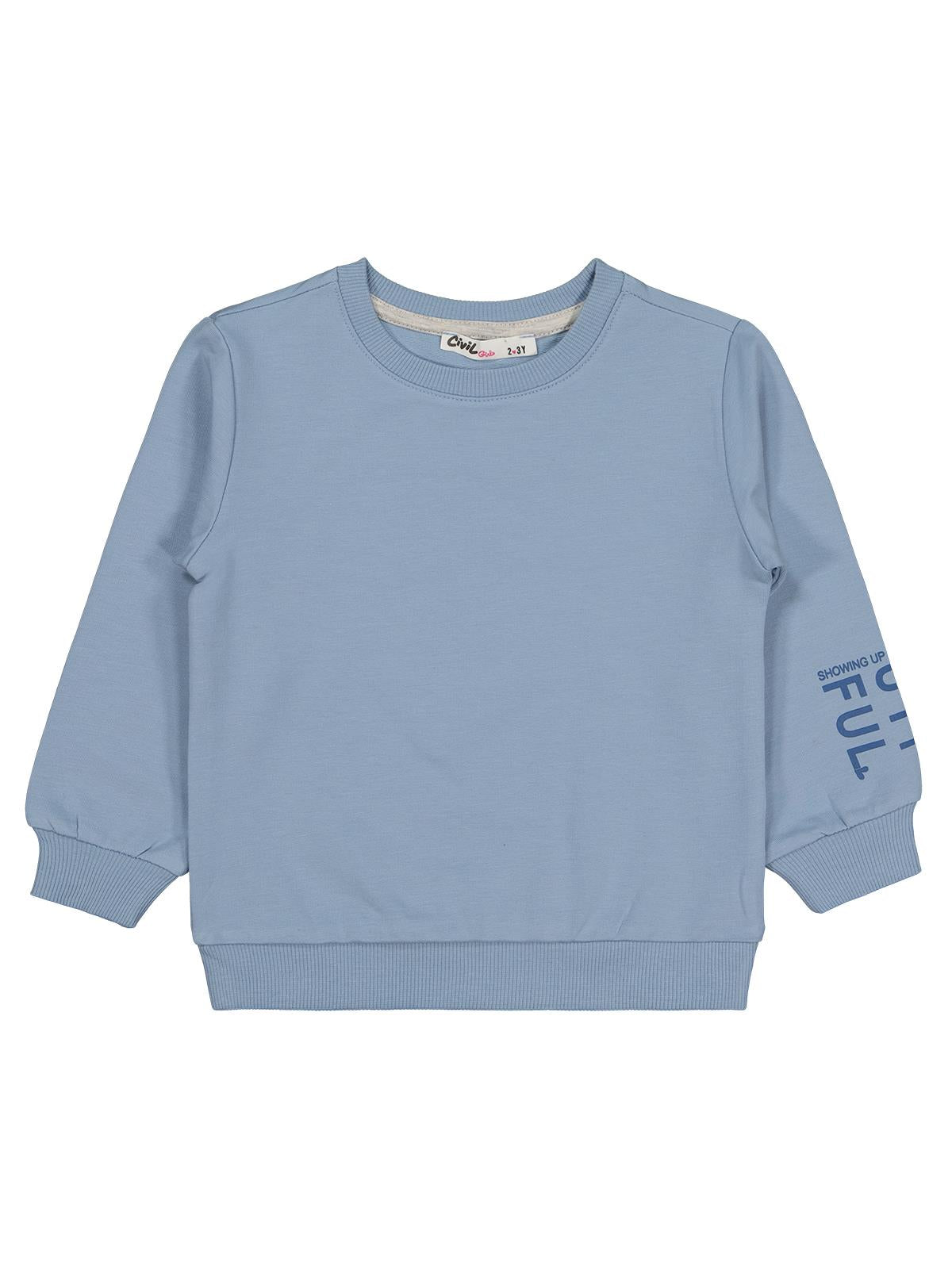 Civil Kız Çocuk Basic Sweatshirt | 2 İp Uzun Kol Bisiklet Yaka | Okul Kreş ve Günlük Kullanım - Mavi