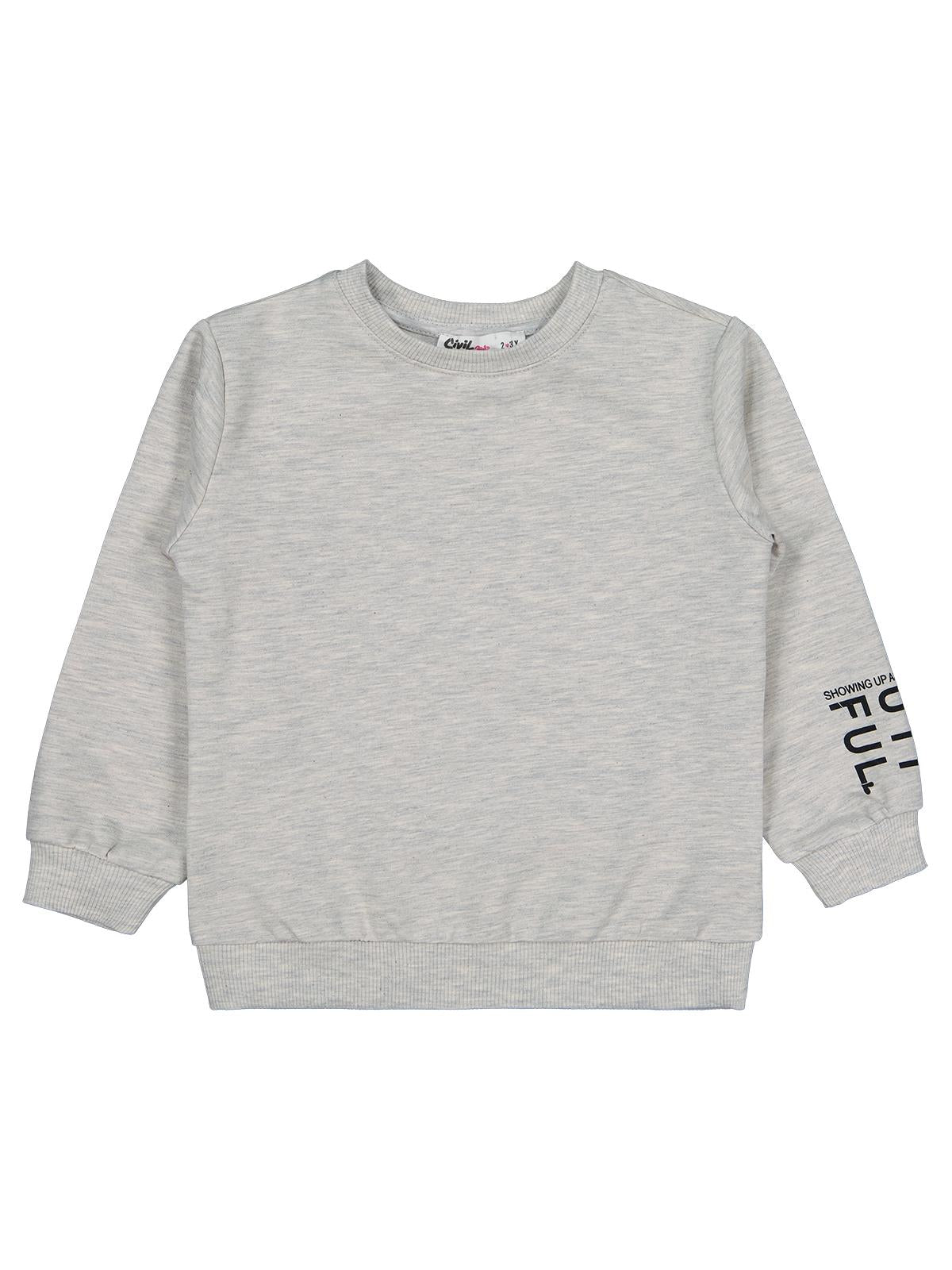 Civil Kız Çocuk Basic Sweatshirt | 2 İp Uzun Kol Bisiklet Yaka | Okul Kreş ve Günlük Kullanım - Ekru