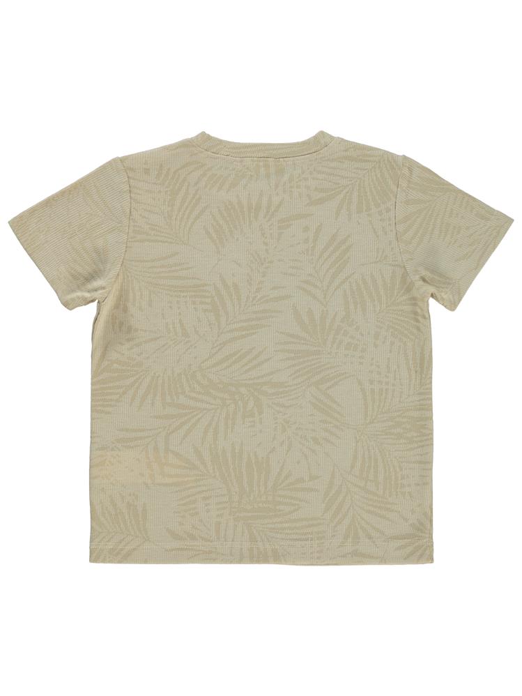 Civil Boys Kendinden Palmiye Desenli Cepli 2-5 Yaş Tişört - Bej