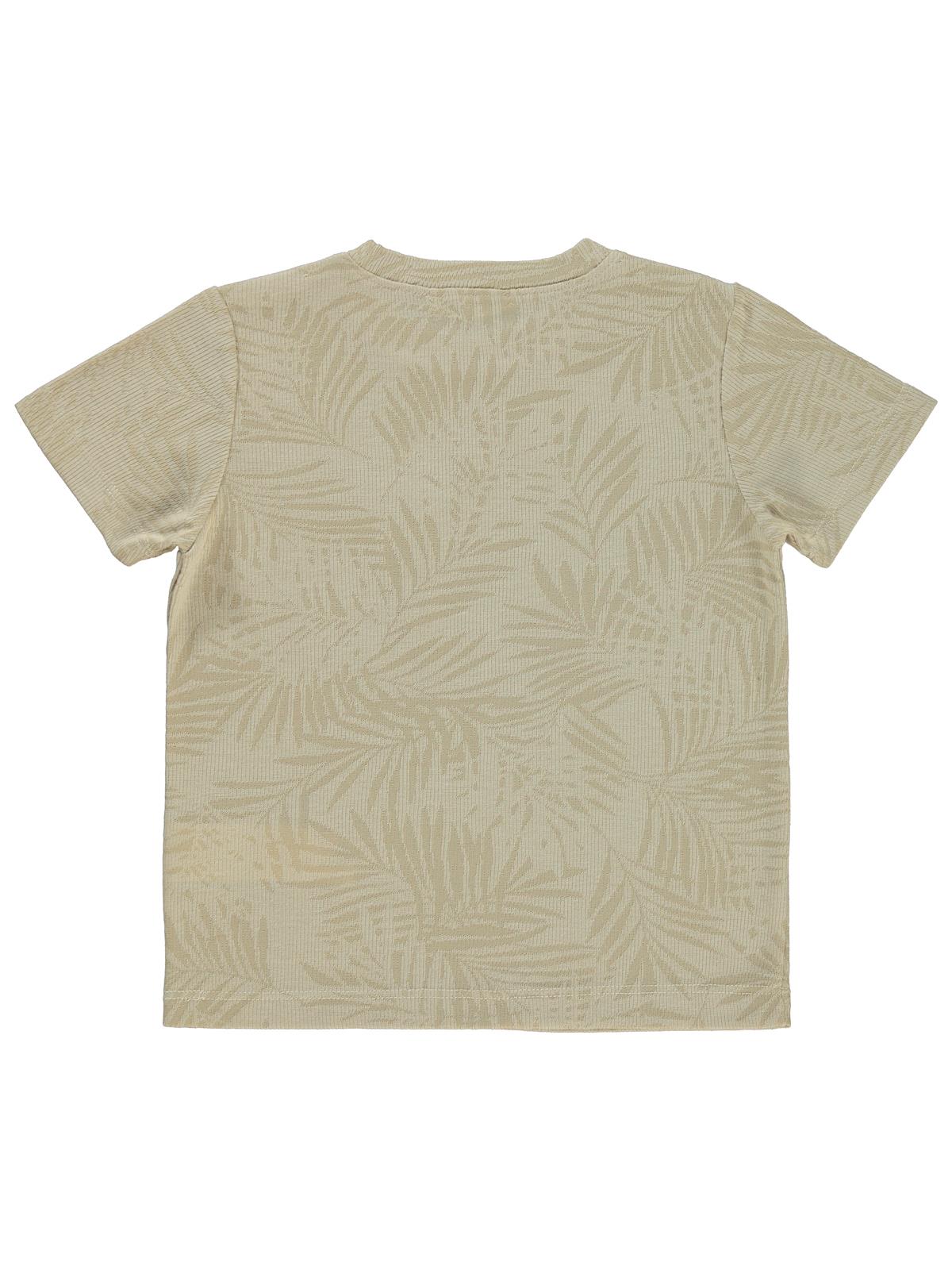 Civil Boys Kendinden Palmiye Desenli Cepli 2-5 Yaş Tişört - Bej