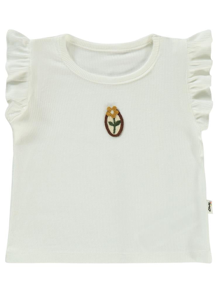 Civil Baby Dikme Aksesuarlı 6-18 Ay Tişört - Ekru