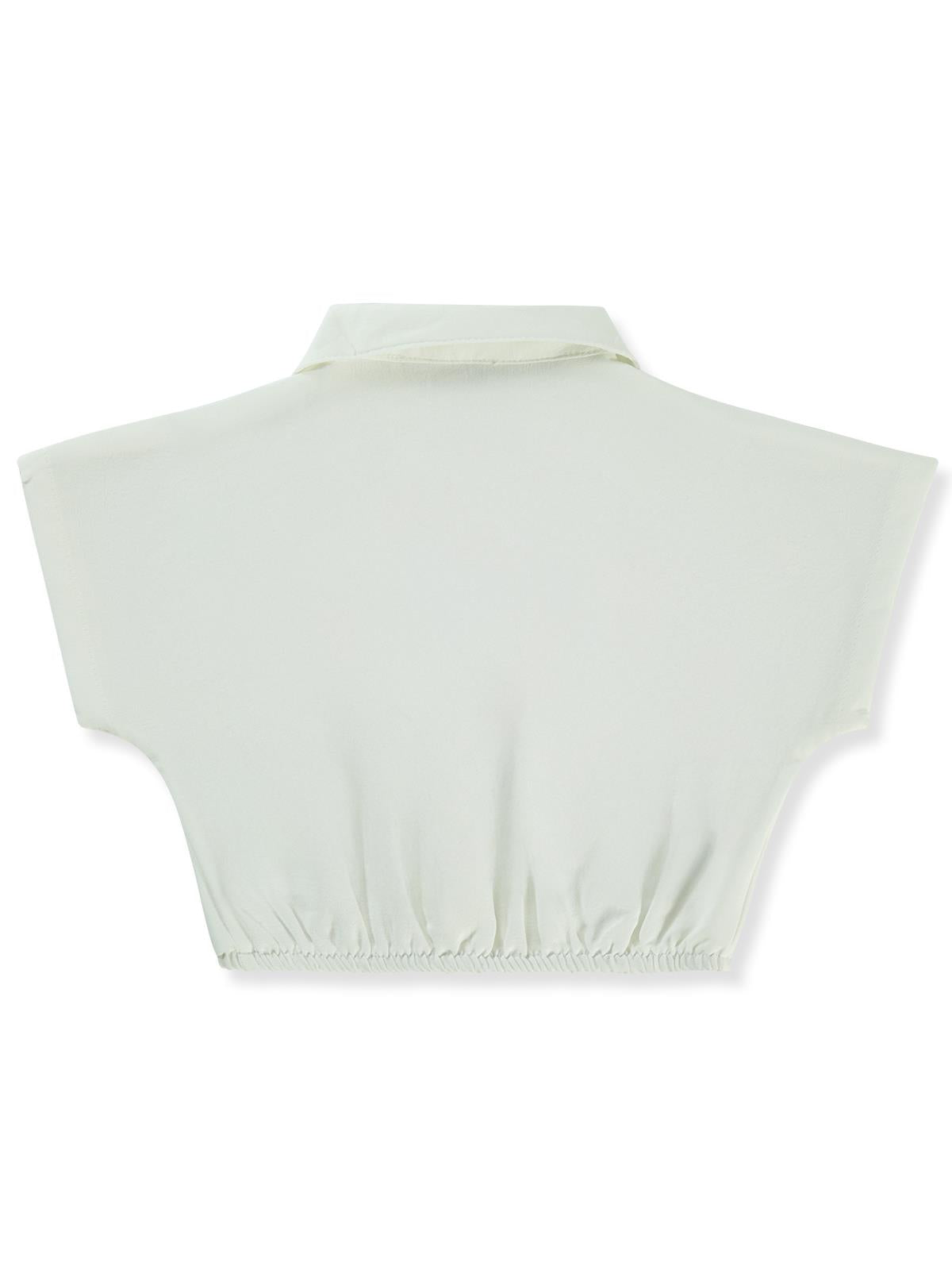 Civil Girls Beli Büzgülü 2-5 Yaş Gömlek - Ekru