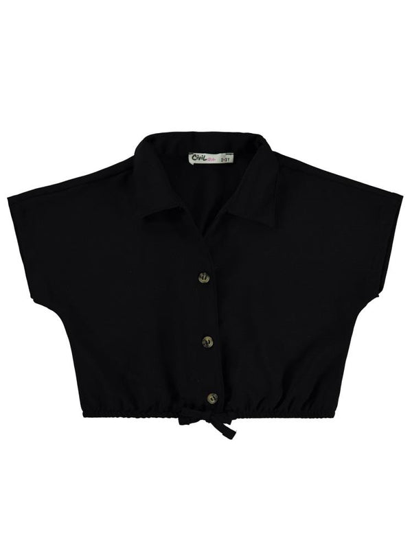 Civil Girls Beli Büzgülü 2-5 Yaş Gömlek - Siyah