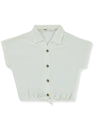 Civil Girls Beli Büzgülü 10-13 Yaş Gömlek - Ekru