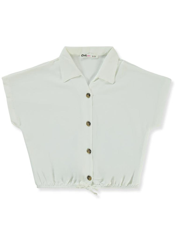 Civil Girls Beli Büzgülü 10-13 Yaş Gömlek - Ekru