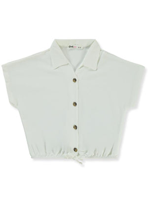 Civil Girls Beli Büzgülü 10-13 Yaş Gömlek - Ekru