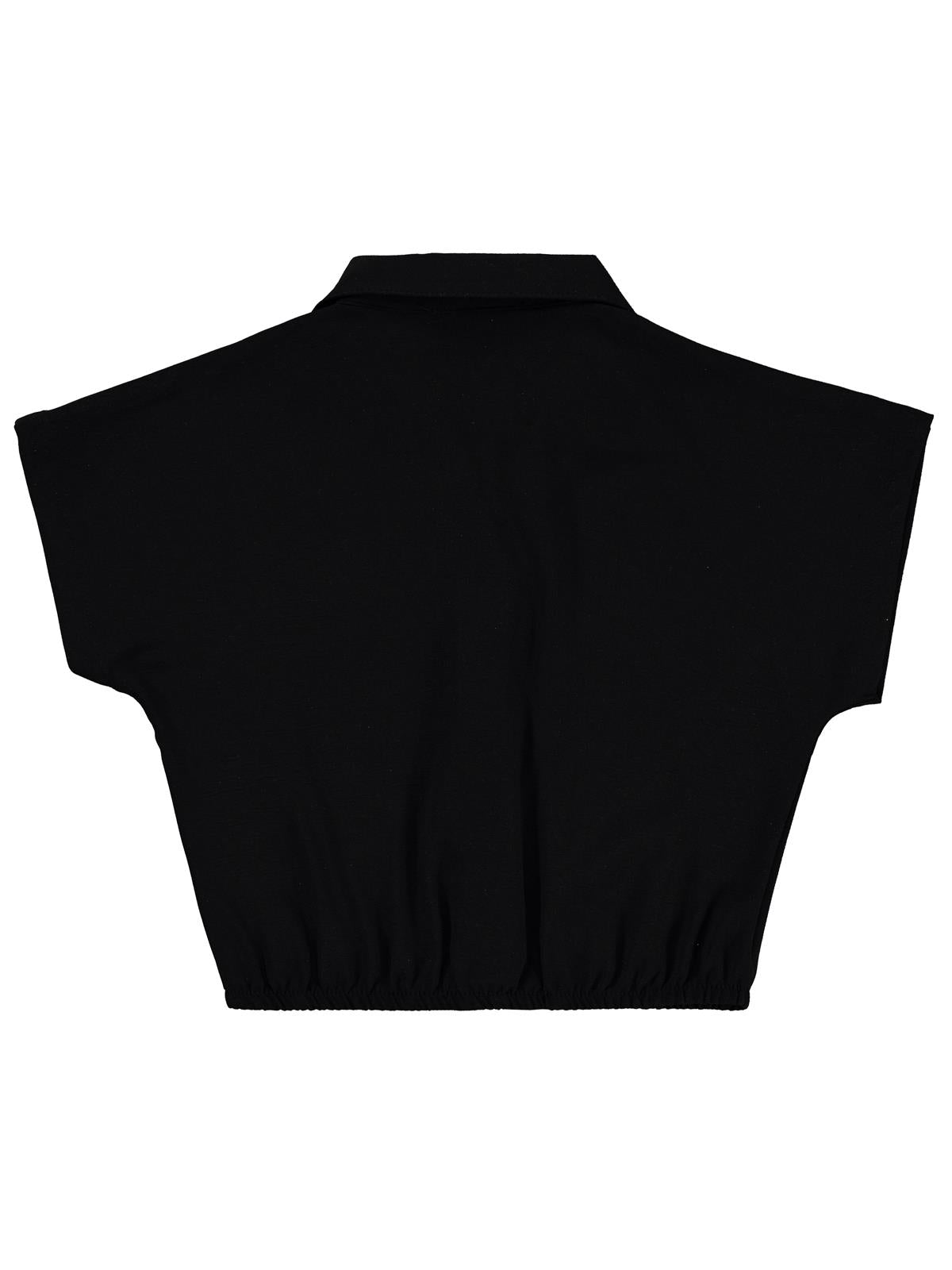 Civil Girls Beli Büzgülü 10-13 Yaş Gömlek - Siyah