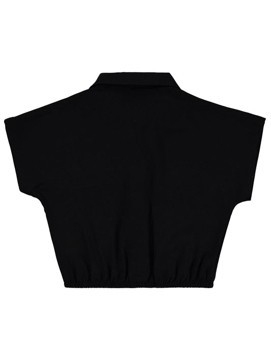 Civil Girls Beli Büzgülü 10-13 Yaş Gömlek - Siyah