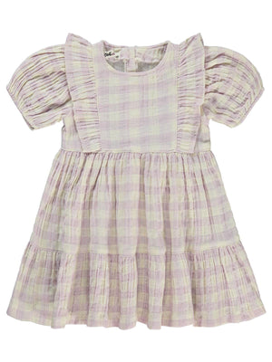 Civil Girls Ekose Desenli 2-5 Yaş Elbise - Lila