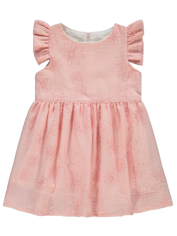 Civil Girls Çiçek Nakışlı 2-5 Yaş Elbise - Pudra