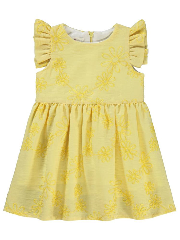 Civil Girls Çiçek Nakışlı 2-5 Yaş Elbise - Sarı