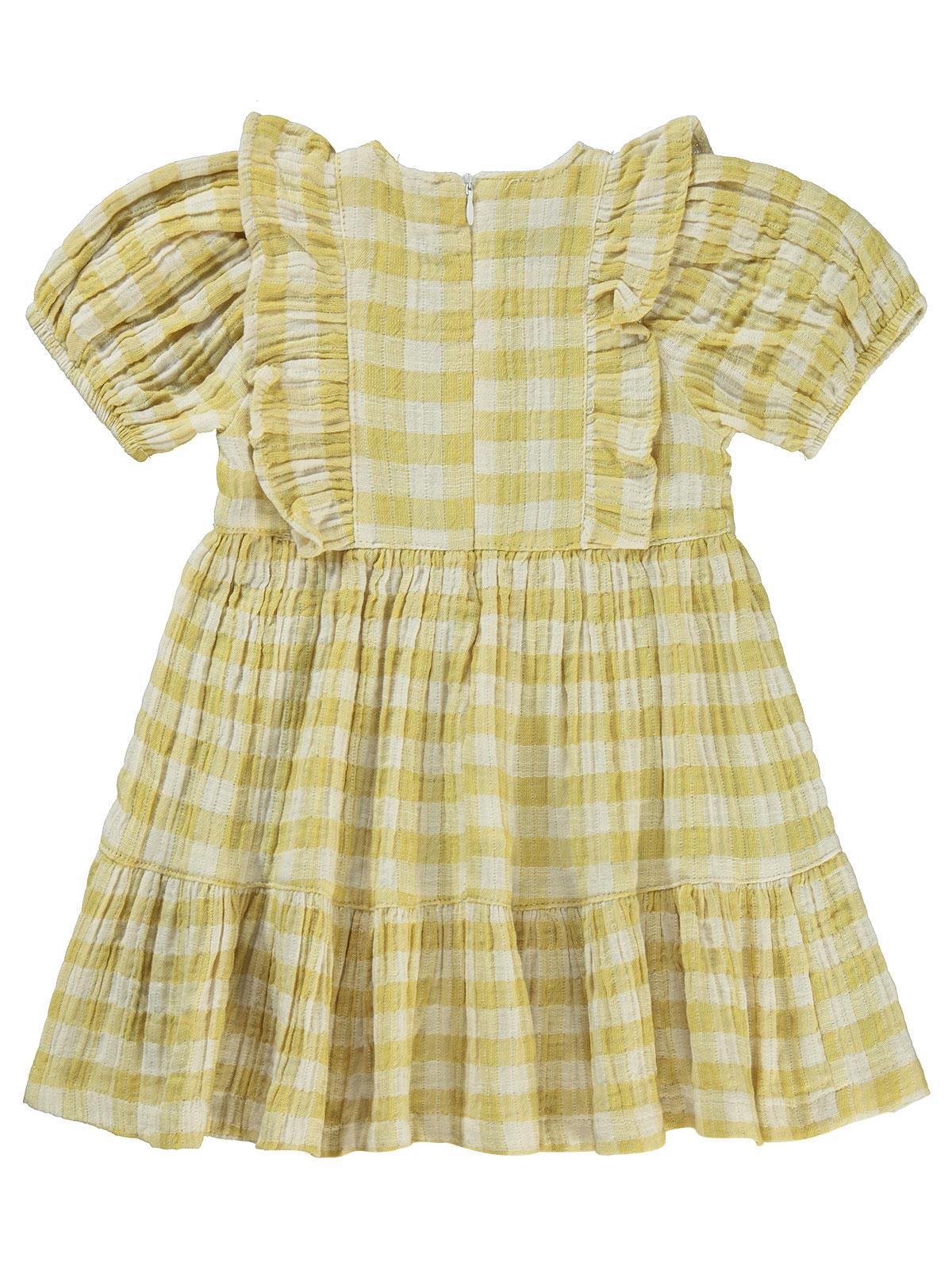 Civil Girls Ekose Desenli 2-5 Yaş Elbise - Sarı