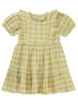 Civil Girls Ekose Desenli 2-5 Yaş Elbise - Sarı
